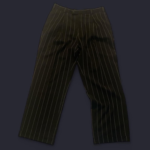 Stacy Adams Black Trousers with White Stripes